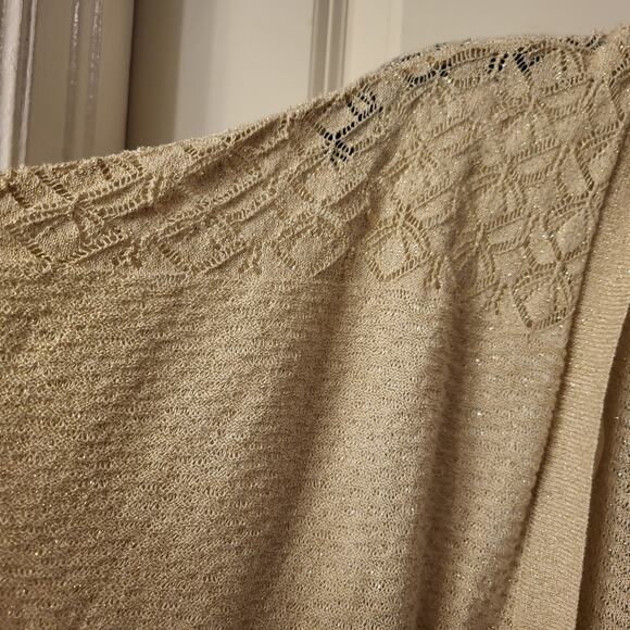 Catherines Tan & Gold Metallic Open Front Cardigan Sweater Size 2x 22/24 - Picture 13 of 16